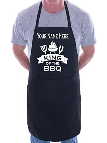 Image of Print4U King Of BBQ Personalise This Apron Add Your Name Here BBQ Baking Cooking Black