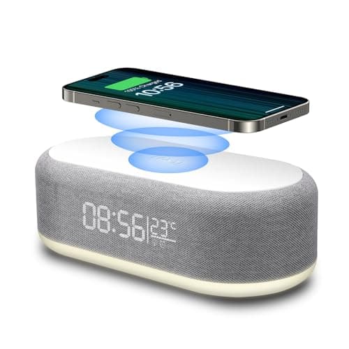 Image of VNBBT 4 in 1 Alarm Clock Digital with wireless charging, 15W Wireless Fast Charger Station for IPhone/Samsung/Pixel,LED Display with Temperature,3 Dimmable Night Light and USB Charger
