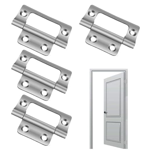 Image of Nuqin Flush Hinges, 2 Pairs (4 Units) - 50 mm (2 inch) Cabinet Cupboard Hinges for Doors, Cabinets, Dressers, Wardrobes