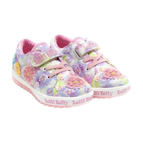 Image of Lelli Kelly Girls Eloise Strap Trainers Pink Flower Shoes LK4912 (Pink, UK Footwear Size System, Little Kid, Numeric, Medium, 9)