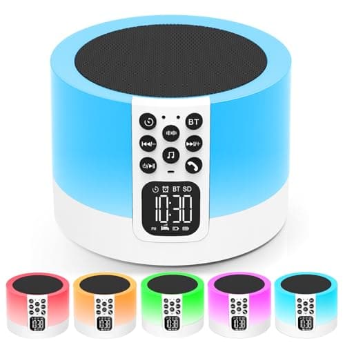 Image of AFEXOA Night Light Bluetooth Speaker, Bedside Lamp with Alarm Clock for Kids, White Noise Machine with 30 Soothing Sounds & Volumes, Touch Color Changing Bedroom Lamp, Gifts for Teenage Girls Boys