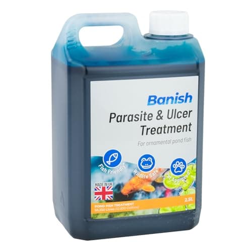 Image of Pisces Banish Parasite Ulcer & Whitespot Pond Fish Treatment 2.5L Koi Water Disease