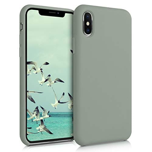 Image of kwmobile Case for Apple iPhone XS Max Case - Soft Cover - Shockproof Silicone - Wireless Charging Gray Green