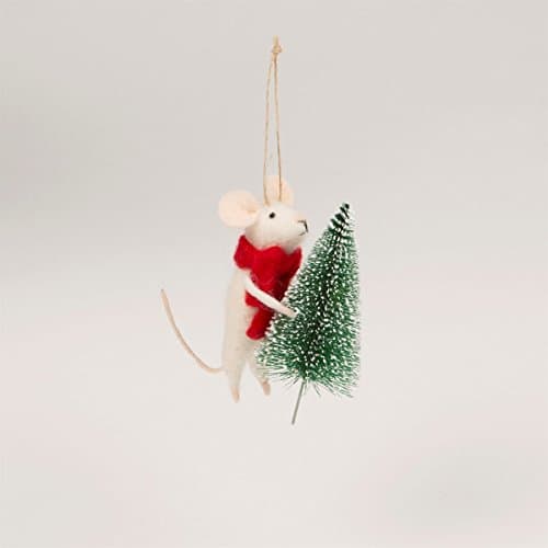Image of Sass & Belle Mouse with Christmas Tree Felt Decoration
