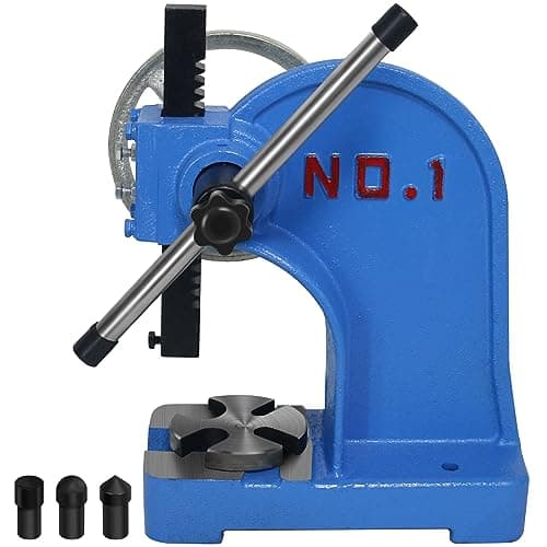 Image of HAowosi Arbor Press 1 Ton,Ratchet Leverage Arbor Press with Handwheel,5.5" Maximum Height Manual Desktop Punch Press Machine Metal Arbor Press Tool,for Stamping