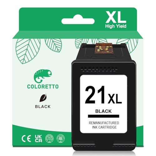 Image of COLORETTO 21XL Black for HP 21 XL Ink Cartridge Replacement for Deskjet F2280 F4180 F2180 3940 D1530 D2360 D2460 D1460 Officejet 4300 4315 PSC 1410 1417 hp21 black