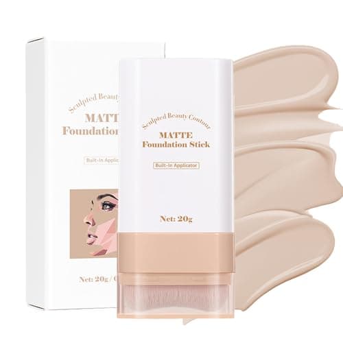 Image of Matte Foundation Stick with Detachable Brush – Waterproof Full Coverage Concealer & Colour Changing Skin Tint – Hydrating Lightweight Cream Makeup for Mature Skin & Natural Smooth Finish (Cream)