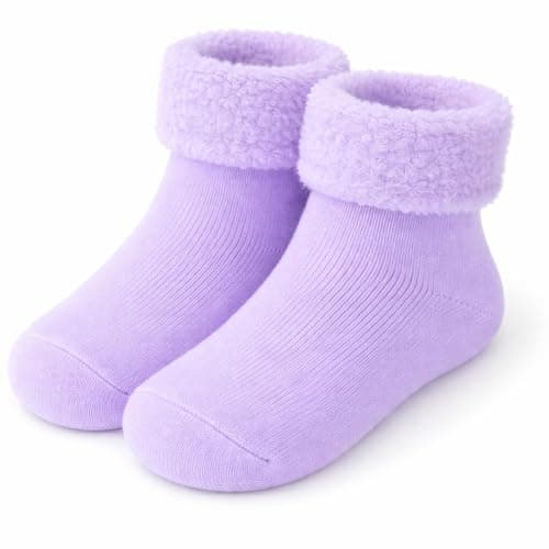 Image of COSHAL® 1 Bed Socks Womens Warm Super Soft Thermal Bed Socks in Pastel Colours | Fluffy Sock's Womens Fleece Lining Sock (UK 4-7) Pastel Purple