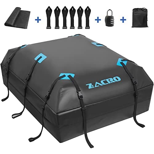Image of Zacro Car Roof Bag Waterproof - 20 Cubic Feet Roof Box with Anti-Slip Mat & Luggage Lock for Vehicle with/without Rack - Rooftop Cargo Carrier Bags with 10 Reinforced Straps, 6 Door Hooks, Storage Bag