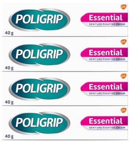 Image of Poligrip Essential Denture Fixative Cream (4 x 40g) Secure Hold, Flavour Free