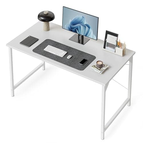 Image of CubiCubi Computer Desk 100 x 48 x 75 cm Home Office Laptop Desk Study Writing Table, Modern Simple Style, White