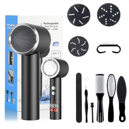 Image of PKBD Electric Foot File for Hard Skin Remover,Pedicure Sets for Feet with 14 Accessories, Rechargeable Waterproof Electric Foot File with 3 Different Rooler Heads-Black