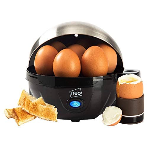 Image of Neo 3 in 1 Durable Kitchen Electric Egg Cooker, Boiler, Poacher Poached Boiled & Omelette Maker Metal Machine Steamer with Timer (Black and Silver)