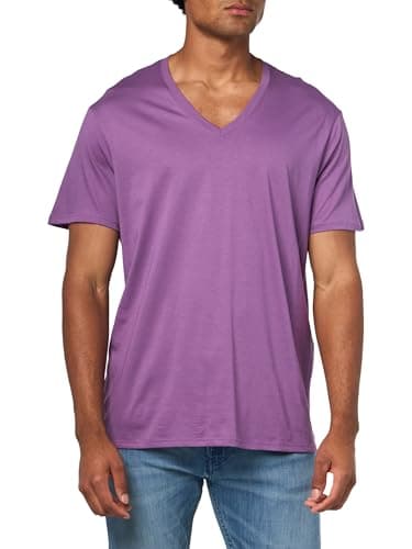 Image of Armani Exchange Mens Basic Pima V Neck Tee, Crushed Grape, Medium