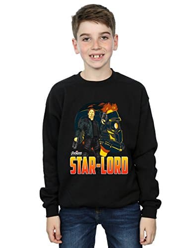 Image of Marvel Boys Avengers Infinity War Star Lord Character Sweatshirt Black 12-13 years