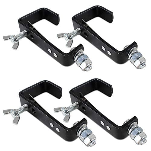 Image of 4x BeamZ CC50SB Black G-Clamp for Truss Lighting, 30kg Capacity - Durable Galvanised Steel with Easy Butterfly Nut Fixings, Fits up to 50mm Diameter Tubes, Stage Lighting Clamps, Lighting Truss Clamps