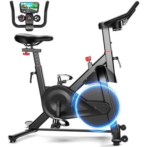Image of Lacuffy Exercise Bike Indoor Cycling Bike 136 kg Weight Capacity Magnetic Stationary Bike Fitness Spin Bike with LCD Display and APP for Home