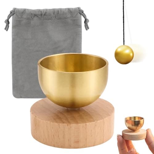 Image of Meditation Singing Bowl, Small Tibetan Singing Bowl with Bell, Small Tibetan Singing Bowl Cushion & Brass Bell, Yoga Meditation for Yoga, Meditation and Relaxation, Mindfulness