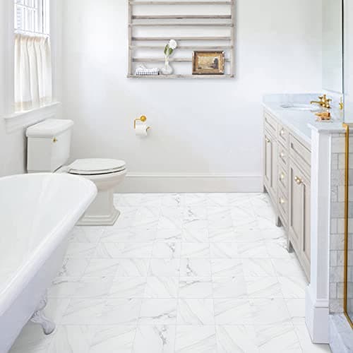 Image of Vinyl Flooring Self Adhesive Floor Tiles Peel and Stick Floor Tiles Waterproof Marble Effect for Bathroom Kitchen Living Room Inner Porch 20x20cm 10pcs