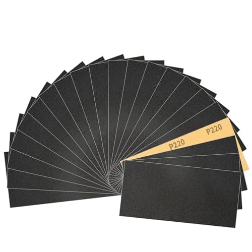 Image of Sruhrak 30 Pieces Sandpaper 9.3 x 23 cm Waterproof Sanding Paper 220 Grits Sanding Sheets Set for Wood Metal Automotive Plastic Surface Preparation