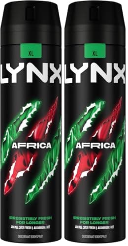 Image of Lynx Men Africa Deodorant Body Spray for 48 hours of odour busting, high definition fragrance with a mandarin & sandalwood scent 200 ml (Pack of 2)