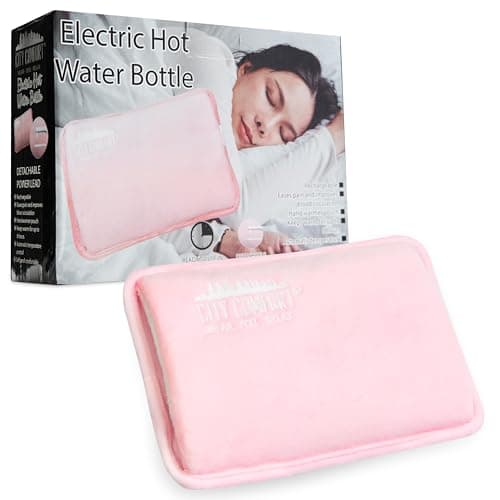 Image of Rechargeable Electric Hot Water Bottle Heat Pad 6 Hour Warmth Temperature Control Detachable Lead Cosy Bed Warmer Hand Warmer Pouch Gifts (Pink)