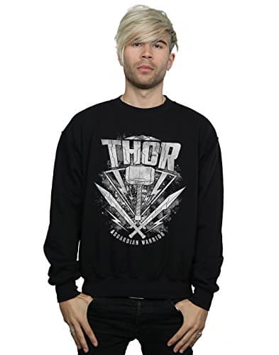Image of Marvel Men's Thor Ragnarok Hammer Logo Sweatshirt Black Small
