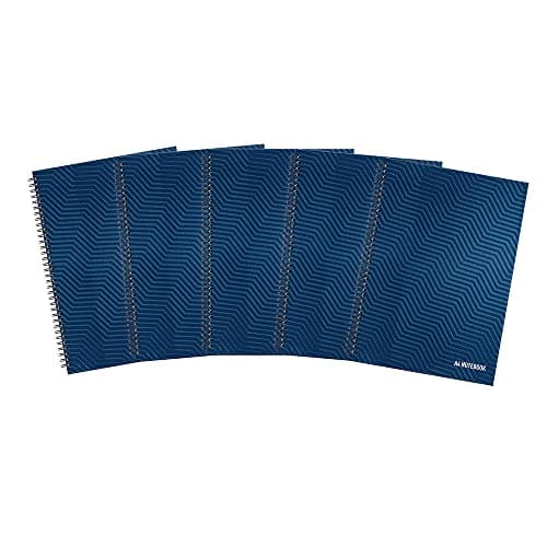 Image of Summit A4 Notebook, Wirebound, 8 mm Lined, 100 Pages, Pack of 5 Notepads, Card Cover, 4-Hole Punch, Navy