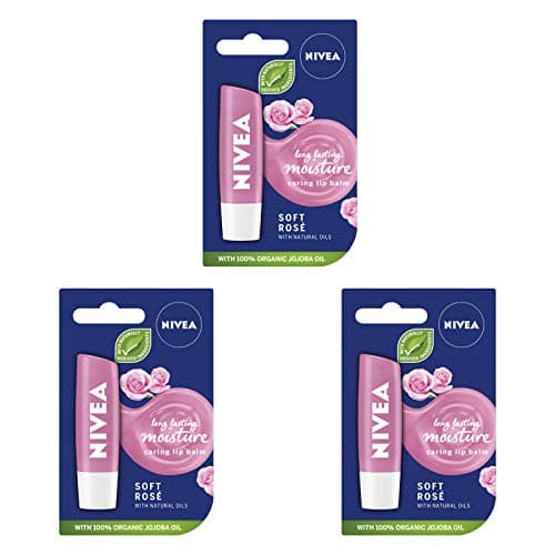 Image of Pack of 3, Nivea Lip Care Balms Soft Rose