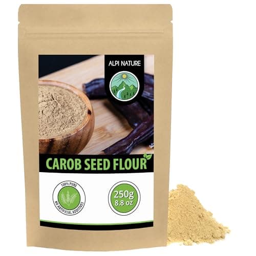 Image of Alpi Nature Carob Powder 250g 8.8 oz, Carob Kernel Flour, Seed Powder as Substitute for Starch