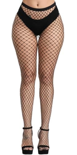 Image of JIUYEHUA Fishnet Tights Womens High Waist Fishnet Stockings for Women's Thigh High Stockings Pantyhose