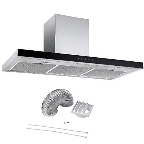Image of Cookology LINT1001SS 100cm Linear Chimney Cooker Hood Extractor Fan, 750m/3 per hour with 3 Speed Settings, LED Lights and Touch Control Panel with Ducting Kit - Stainless Steel