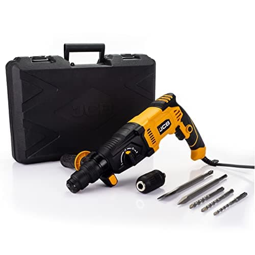 Image of JCB 1050w Rotary Hammer Drill, 240v, Anti-Vibration & Multi Position Side Handle, 4 Modes Drilling, Hammer, Chiselling and Chisel Adjustment, 3 Year Warranty