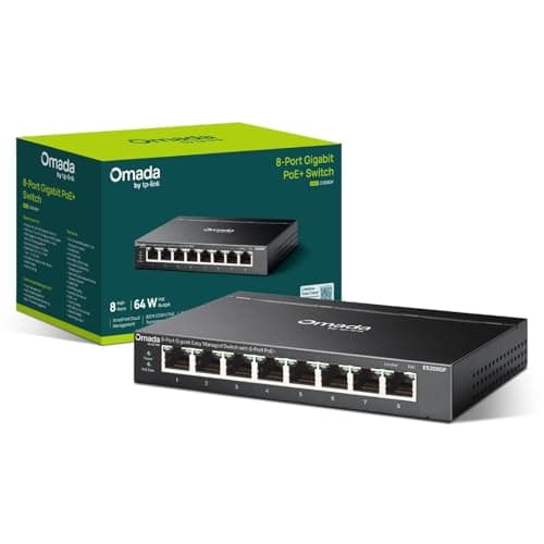 Image of TP-Link ES208GP 8 Port Gigabit Easy Managed Switch,Ethernet Splitter with PoE, Network Switch,No License Fee,Centralised Cloud Management via Omada APP,Fanless,Plug and Play, Energy-Saving