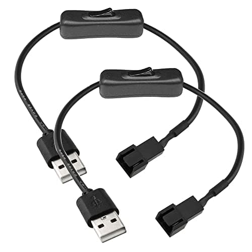 Image of Gebildet 2Pack 3-Pin/4-Pin PWM 5V USB Sleeved Fan Power Adapter Cable with Switch, USB to 3 Pin / 4 Pin Case Fan Adapter Connector Cable with ON Off Switch