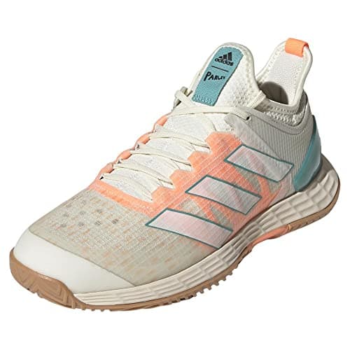 Image of adidas Women's Adizero Ubersonic 4 Tennis Shoe, Off White/White/Beam Orange (Parley), 11