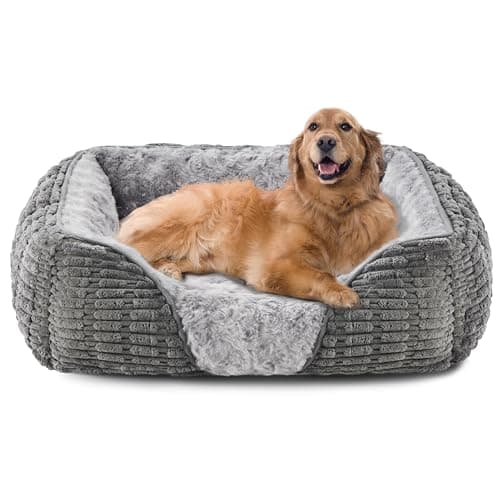 Image of Heymamba Extra Large Dog Bed Grey, XL Dog Beds Washable Pet Bed, Dog Sofa Bed XXL with Waterproof Fluff for 36KG Large Dog, 89x64x23CM
