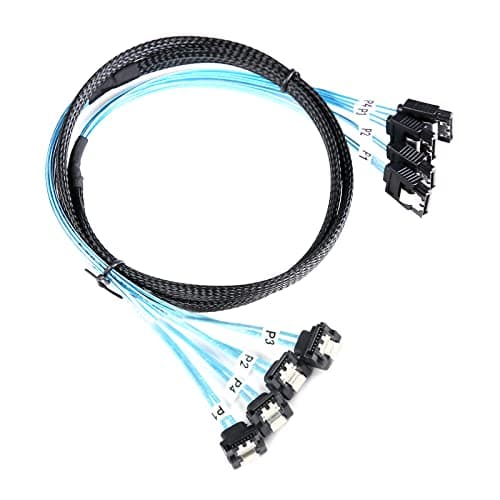Image of ADCAUDX SATA-III Cable:1M 4Pcs/Set-SATA Cable 90-Degree Right-Angle SAS/SATA-6Gbps Cable Replacement for Server-Raid SDD HDD CD DVD Drives (3.3FT)