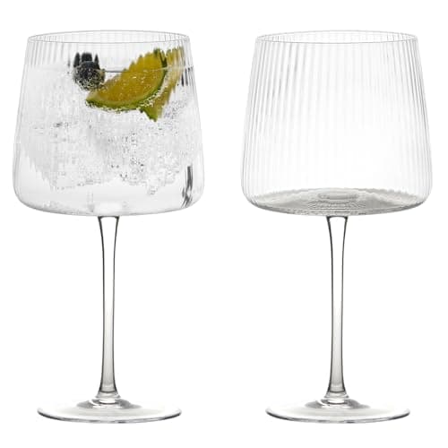 Image of Anton Studio Designs Empire Handmade Gin Glasses for Wine, Cocktails, or Water - 700 ml - Clear - Set of 2 Elegant Cocktail Glasses