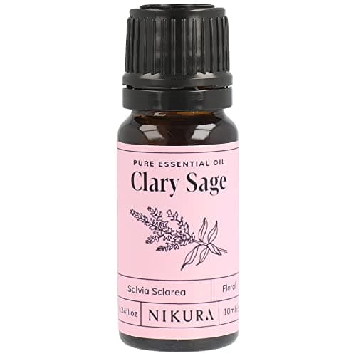 Image of Nikura Clary Sage Essential Oil - 10ml | 100% Pure Natural Oils | Perfect for Aromatherapy, Diffusers, Humidifier, Bath | Great for Self Care, Stress Relief, Calming | Vegan & UK Made