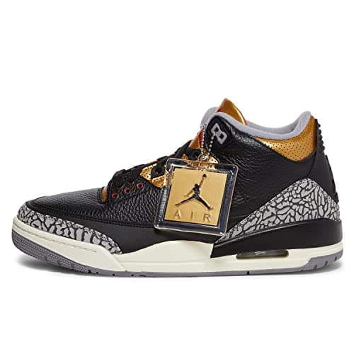 Image of Jordan Womens WMNS Air Jordan 3 CK9246 067 Black Cement Gold - Size, Black/Fire Red/Metallic Gold/Cement Grey, 7 UK