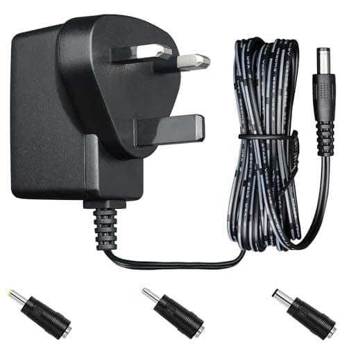 Image of UKCA 5V 1A 5W 1.8M Power Supply Adapter with 3 Jacks, 1000mA 500mA AC DC Switching Transformer 5.5x2.1mm Plug for Security Camera, Electrical Toys, Router, Digital Frame, TV Box, etc