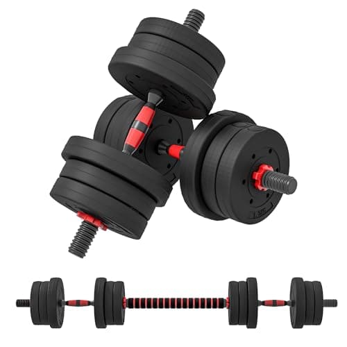 Image of HOMCOM 20kg 2 IN 1 Adjustable Dumbbells Weight Set, Dumbbell Hand Weight Barbell for Body Fitness, Lifting Training for Home, Office, Gym, Black