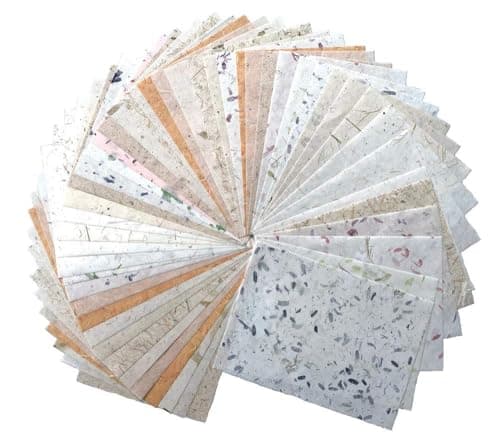 Image of 50 Sheets A4 Thin Natural Leaves Rice Straw Mulberry Paper Sheets Art Tissue Washi Paper Design Craft Art Origami Suppliers Card Making Writing (Natural Leaves,Onion,etc,, A4)