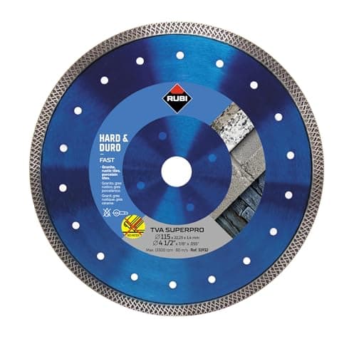 Image of RUBI | Hard Materials Turbo Viper Diamond Blade | Dry Cutting of Granite, Rustic Tiles, Klinker, Refractories, Slate and Porcelain Tiles | Inside D.: 22,2 mm | Outside D.: 115 mm | TVA-115 SUPERPRO