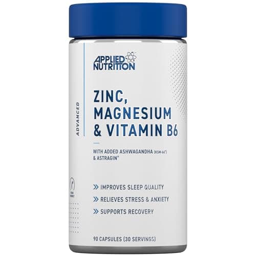 Image of Applied Nutrition Zinc, Magnesium & Vitamin B6 with Ashwagandha Capsules - Natural Support for Hormonal Balance, Sleep Support & Stress Relief - 90 Capsules (30 Servings)