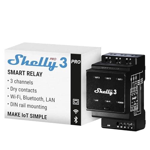 Image of Shelly Pro 3 - Wi-Fi & LAN Smart Relay Switch, Single & Three Phase, 3 Channel, 16A, Dry Contacts, Garage Door, Lights & Heating Remote Control, DIN Rail, Home Automation, Alexa, No Hub Required