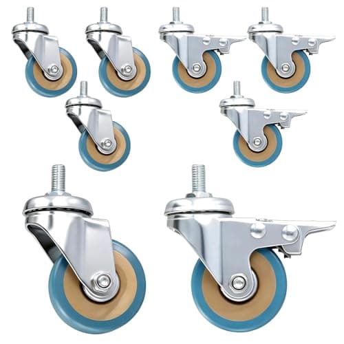 Image of TAICHEUT 8 Pack Heavy Duty Swivel Castor Wheels, 4 Locking and 4 Non-Locking 50mm(2 inch) Diameter with M8x15 Bolt and Ball Bearings for Furniture