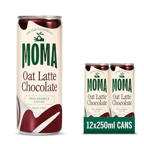 Image of MOMA Iced Coffee - CHOCOLATE OAT LATTE - 12 x 250ml Cans Multipack - Made with Oat Milk & Arabica Coffee Beans - Preservative Free, Vegan, Dairy Free - Ready To Drink Ice Coffee