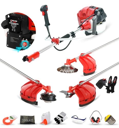 Image of BU-KO 52cc Petrol Strimmer Garden Multi-Tool – Electric Push-Button & Pull Cord Start | 3-in-1 Brush Cutter, Grass Trimmer & Steel Wire Weed Strimmer | Heavy-Duty, Powerful 3HP Engine